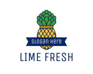 Pineapple Fruit Outline logo design