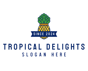 Pineapple Fruit Outline logo design