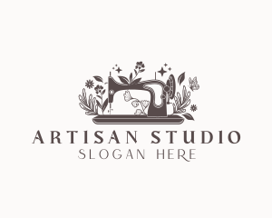 Botanical Floral Sewing Machine logo design