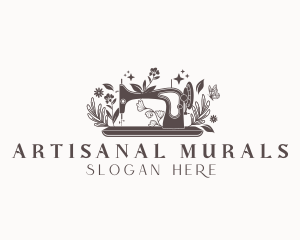 Botanical Floral Sewing Machine logo design