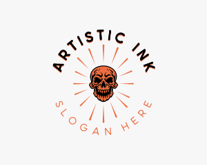 Hipster Skull Tattoo logo