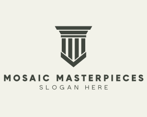 Gray Simple Pillar logo design