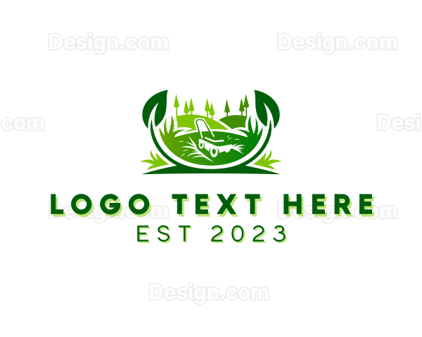 Lawn Mower Landscaping Gardening Logo