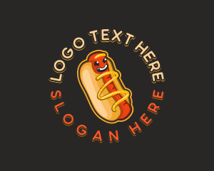 Flatbread - Hotdog Sandwich Snack logo design