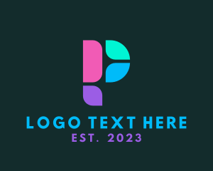 Multicolor Digital Letter P logo