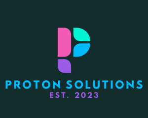 Multicolor Digital Letter P logo design