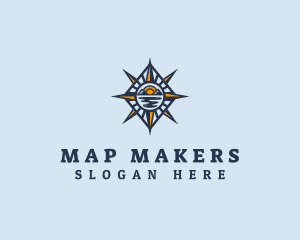 Ocean Mountain Compass  logo design