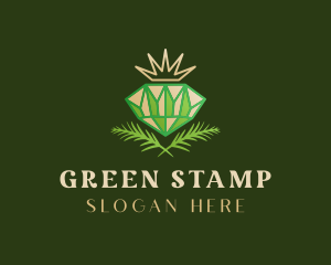 Green Diamond Crown logo design