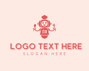 Cute Robot Chef Restaurant Logo