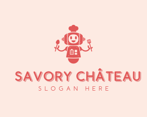 Cute Robot Chef Restaurant logo design