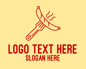 Spicy - Hot Dog Sausage Fork logo design