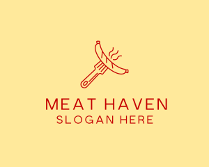 Hot Dog Sausage Fork  logo design