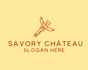 Hot Dog Sausage Fork  logo design