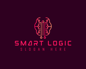 Artificial Intelligence Circuit Brain logo design