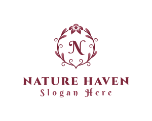 Natural Flower Wreath logo design