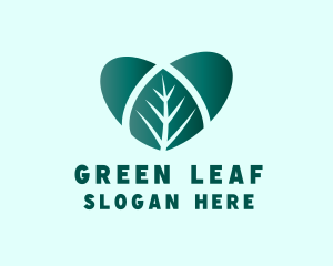 Green Heart Leaf logo design