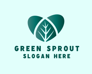 Green Heart Leaf logo design