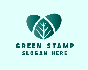 Green Heart Leaf logo design