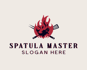 Fish Barbecue Spatula logo design