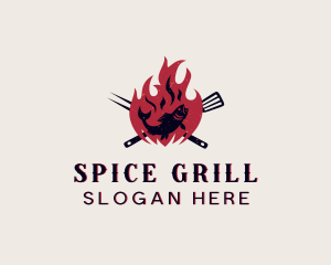 Fish Barbecue Spatula logo design