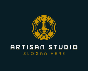 Microphone Podcaster Studio logo design