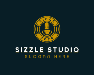 Microphone Podcaster Studio logo design