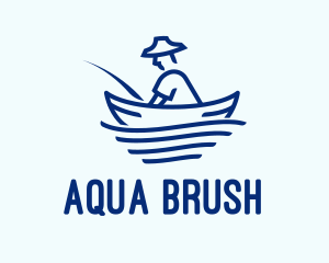 Blue Fisherman Boat logo design