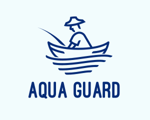 Blue Fisherman Boat logo design