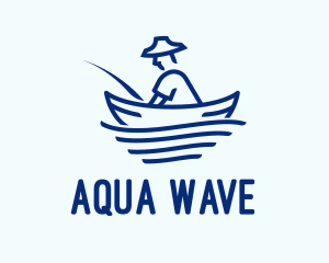 Blue Fisherman Boat logo design
