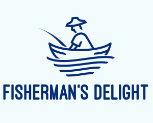 Blue Fisherman Boat logo design