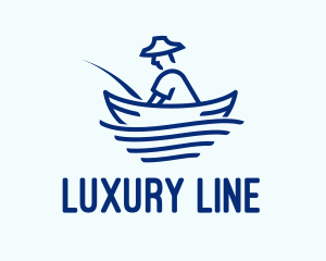 Blue Fisherman Boat logo design