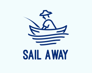 Blue Fisherman Boat logo design