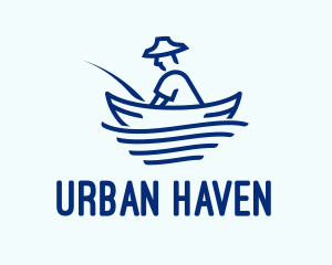 Blue Fisherman Boat logo design