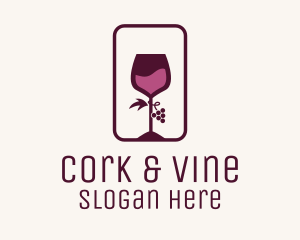 Wine Glass Grape Vineyard logo design