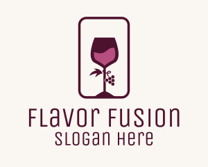 Wine Glass Grape Vineyard logo design