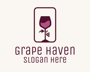 Wine Glass Grape Vineyard logo