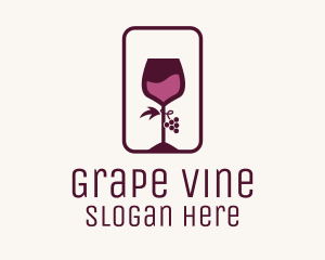 Wine Glass Grape Vineyard logo design