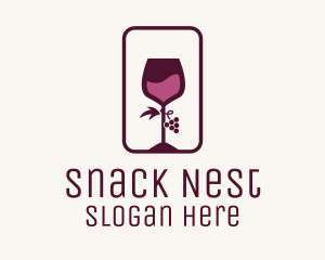 Wine Glass Grape Vineyard logo design