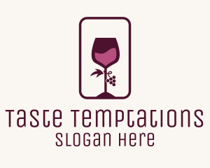 Wine Glass Grape Vineyard logo design