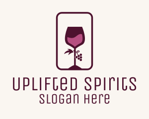 Wine Glass Grape Vineyard logo design