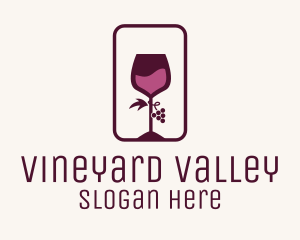 Wine Glass Grape Vineyard logo design