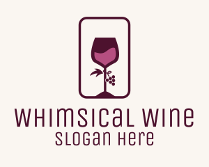 Wine Glass Grape Vineyard logo design