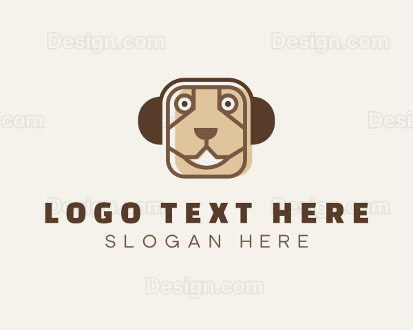 Headphones Dog Pet Logo