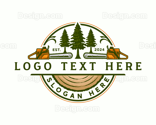 Logging Chainsaw Woodcutter Logo