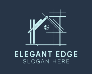 House Blueprint Construction  logo design