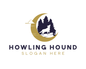 Moon Howling Wolf logo design