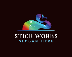 Paint Brush Rainbow logo design