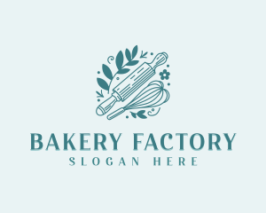 Bakery Rolling Pin Whisk logo design