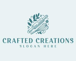 Bakery Rolling Pin Whisk logo design