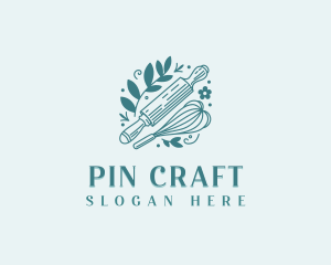 Bakery Rolling Pin Whisk logo design